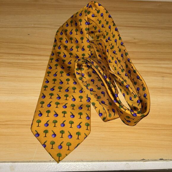 Brooks Brothers MAKERS Plum Tree 100% Silk Tie Amber Purple - Picture 3 of 3